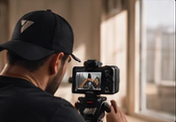 Camera operator filming a contractor at work