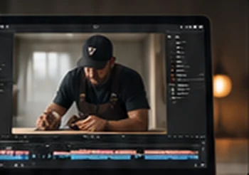 Video editing timeline on a laptop