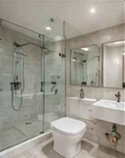 Modern bathroom with glass shower